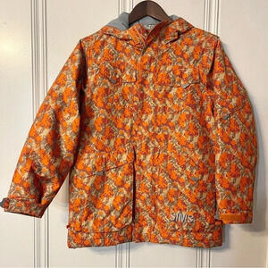 Sims Boys Snowboard Ski Snow Jacket Orange Beige Geometric Multi Pocket XL